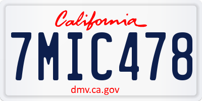CA license plate 7MIC478
