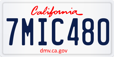 CA license plate 7MIC480