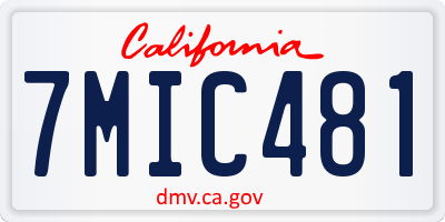 CA license plate 7MIC481