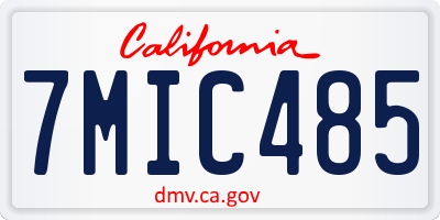 CA license plate 7MIC485