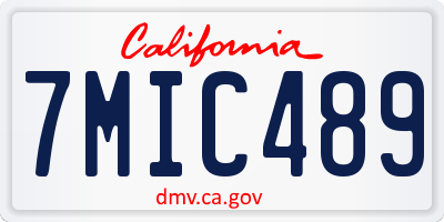 CA license plate 7MIC489