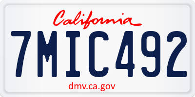 CA license plate 7MIC492