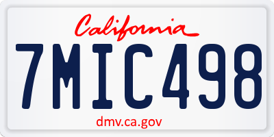 CA license plate 7MIC498