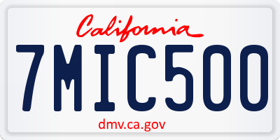 CA license plate 7MIC500