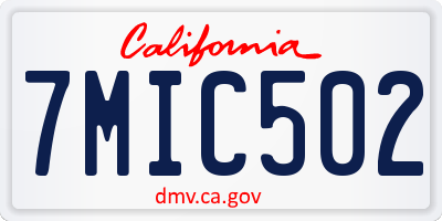 CA license plate 7MIC502