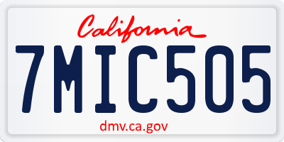 CA license plate 7MIC505