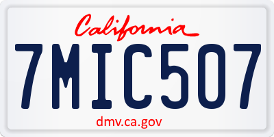 CA license plate 7MIC507