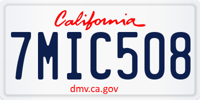 CA license plate 7MIC508