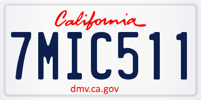 CA license plate 7MIC511