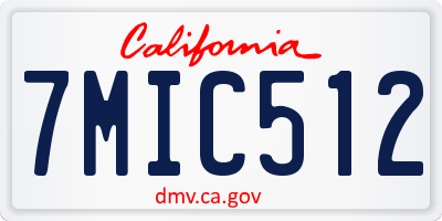 CA license plate 7MIC512