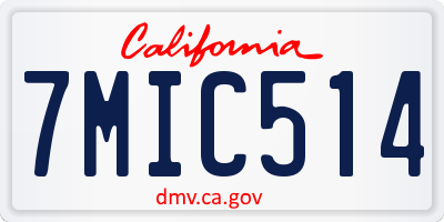 CA license plate 7MIC514