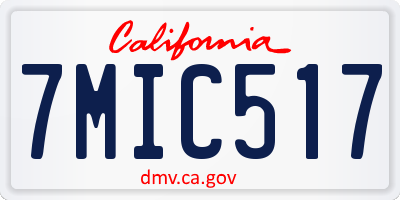 CA license plate 7MIC517
