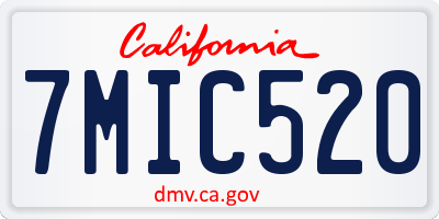 CA license plate 7MIC520