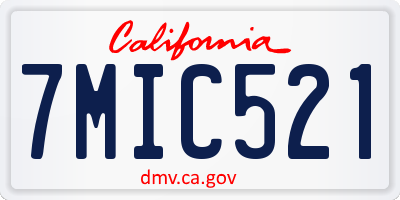 CA license plate 7MIC521