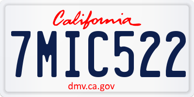 CA license plate 7MIC522