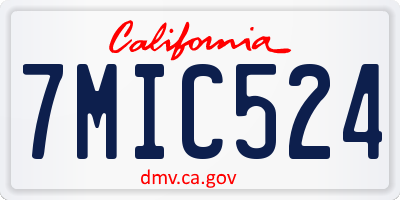 CA license plate 7MIC524
