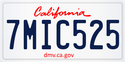 CA license plate 7MIC525
