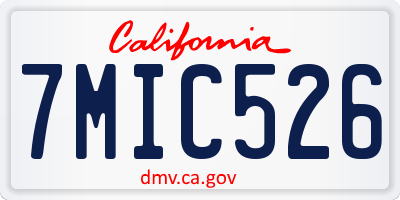 CA license plate 7MIC526