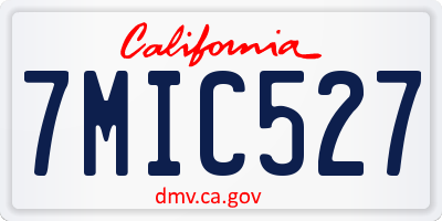 CA license plate 7MIC527