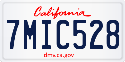 CA license plate 7MIC528