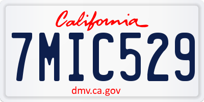 CA license plate 7MIC529