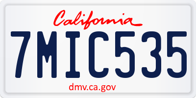 CA license plate 7MIC535