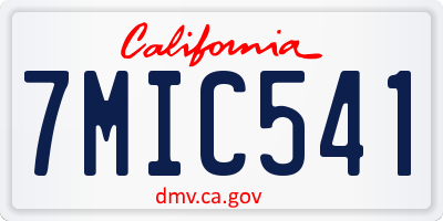 CA license plate 7MIC541