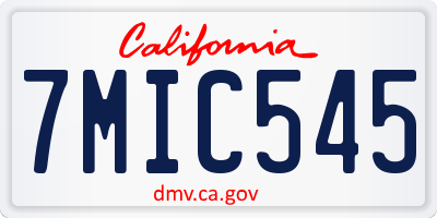CA license plate 7MIC545