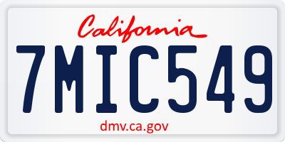 CA license plate 7MIC549