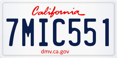 CA license plate 7MIC551