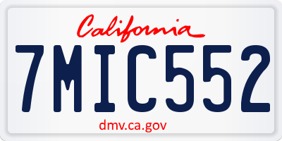 CA license plate 7MIC552