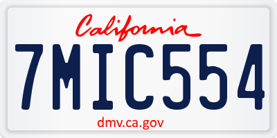CA license plate 7MIC554