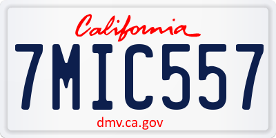 CA license plate 7MIC557