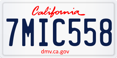 CA license plate 7MIC558