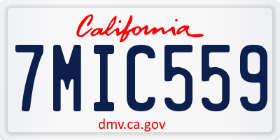 CA license plate 7MIC559