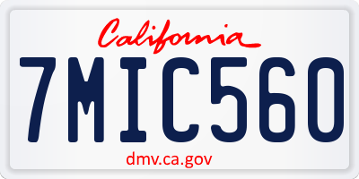 CA license plate 7MIC560