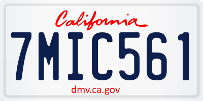 CA license plate 7MIC561
