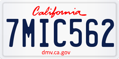 CA license plate 7MIC562