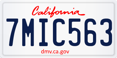 CA license plate 7MIC563
