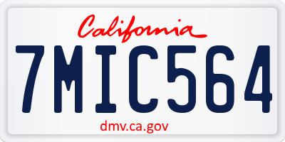 CA license plate 7MIC564