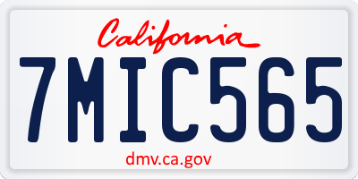 CA license plate 7MIC565