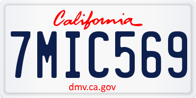 CA license plate 7MIC569