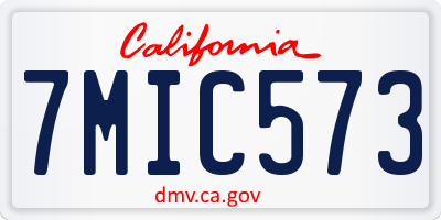 CA license plate 7MIC573