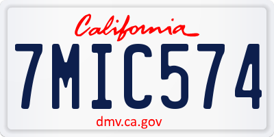 CA license plate 7MIC574