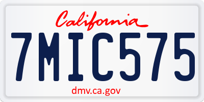 CA license plate 7MIC575