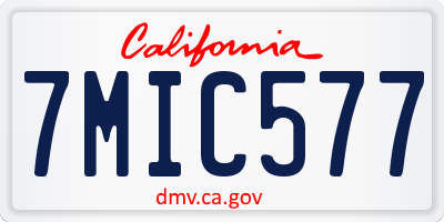 CA license plate 7MIC577