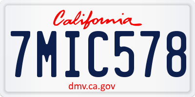 CA license plate 7MIC578