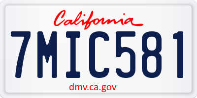 CA license plate 7MIC581