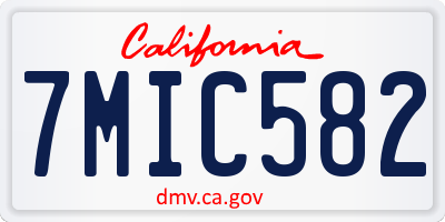 CA license plate 7MIC582
