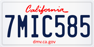 CA license plate 7MIC585
